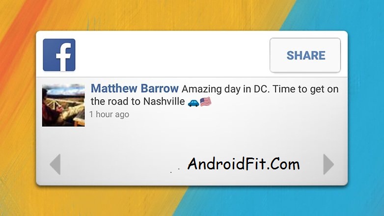 The Facebook widget provides easy access to the most important updates. - AndroidFit.Com