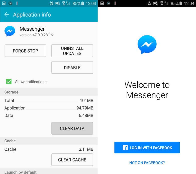 how to log out facebook messenger