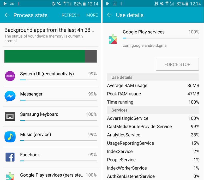 Process Statistics lets you know what are the applications running all the time. Some expected, others should not - AndroidFit.Com
