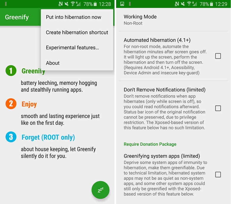 how to remove greenify app