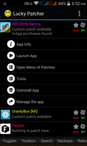 Lucky patcher in app purchase with out root hill climbs racing selected