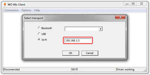 wo mic client_wifi_connect | Use Your Android Device As a Microphone For Your Computer