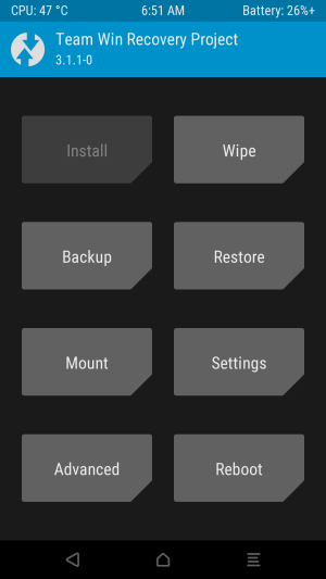 Install button in the TWRP recovery