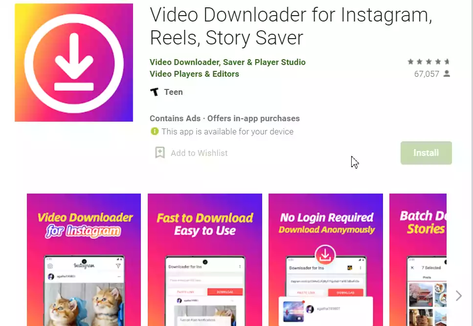 Video Downloader For Instagram Reels Story Saver