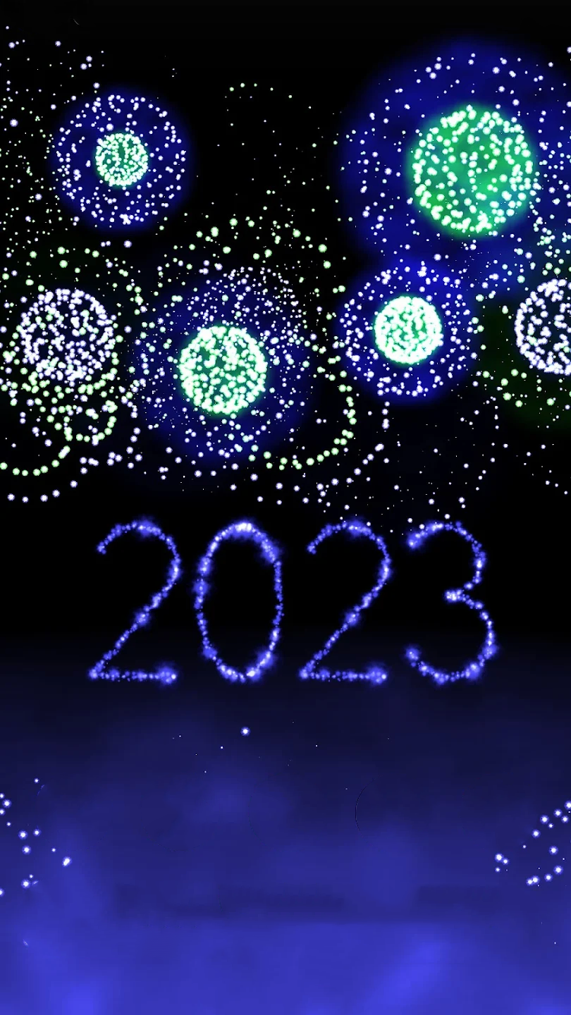 New Year 2023 Fireworks 4D blue