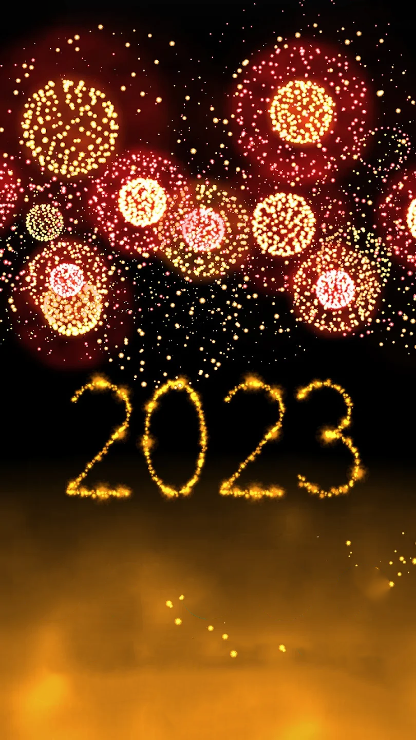 New Year 2023 Fireworks 4D gold color