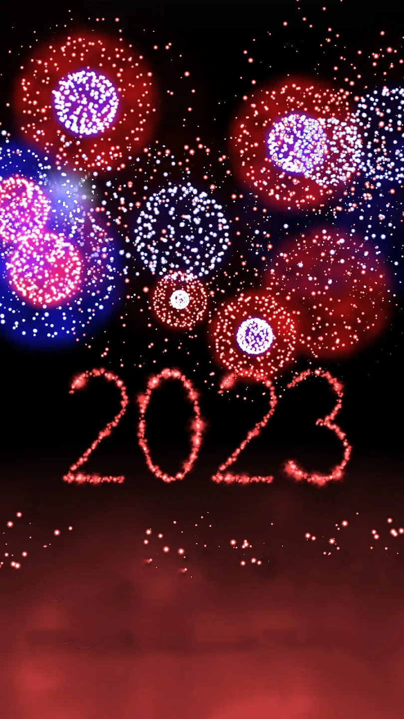 New Year 2023 Fireworks 4D red