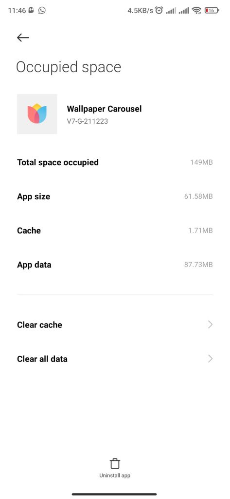 01 uninstall Wallpaper Carousel