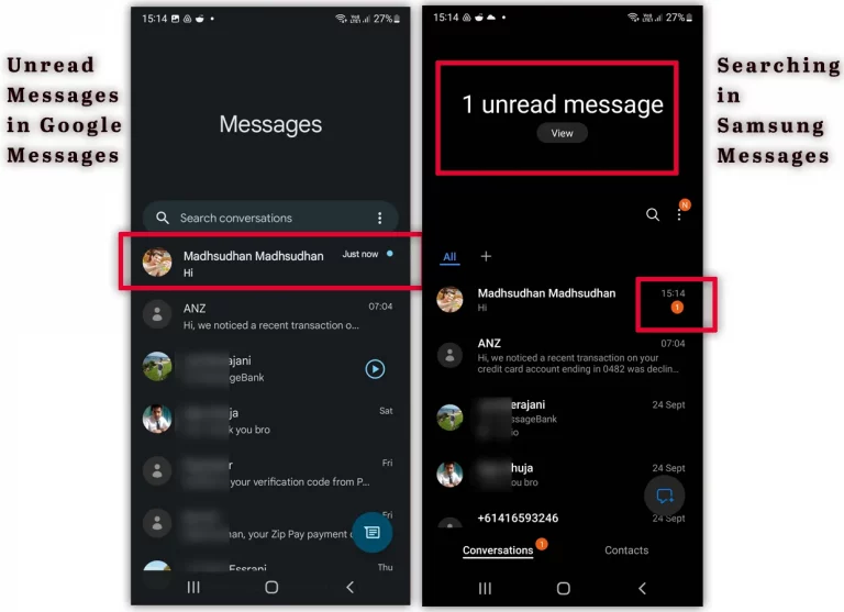 Unread Messages in Google Messages and Samsung Messages 768x557 1