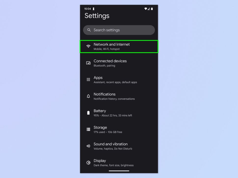 Go to Settings Network and Internet