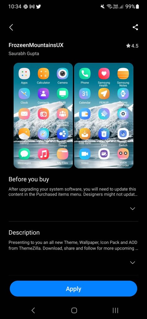 One UI apply theme