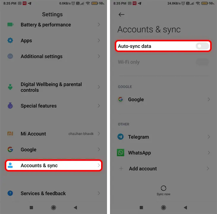 Optimize Battery Performance with Disable automatic synchronization