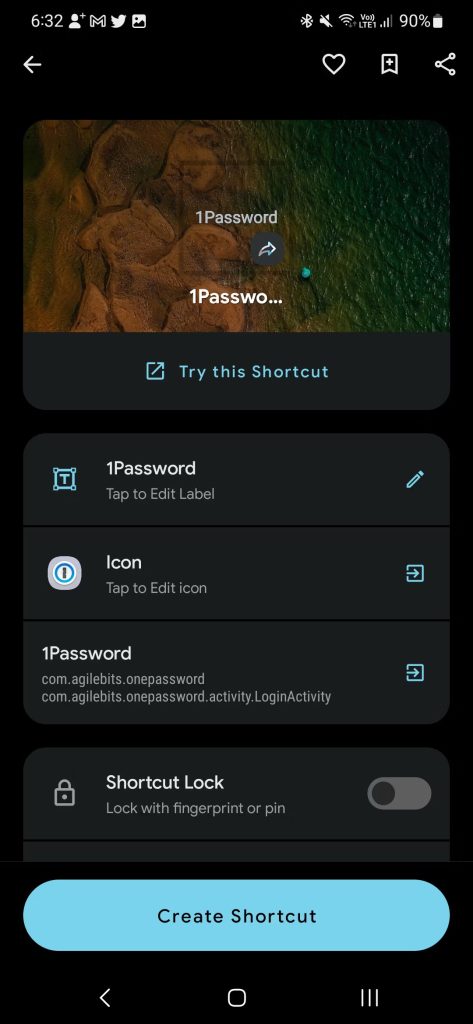 Shortcut Maker create shortcut
