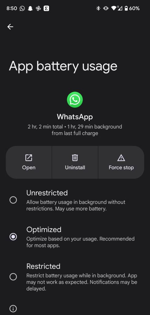 app battery usage page on pixel 7 1