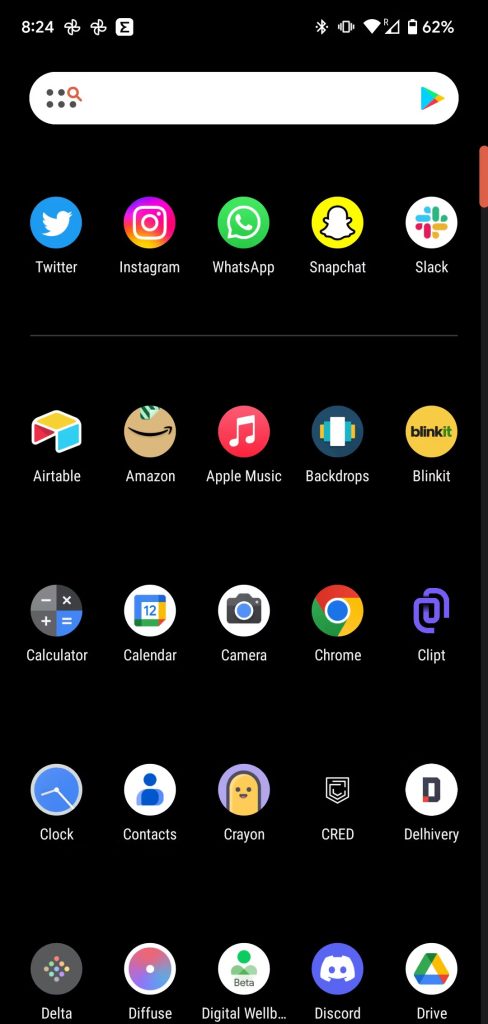 app drawer page on the pixel 7 1