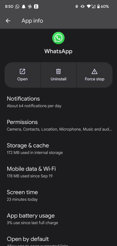 app usage page on pixel 7 1