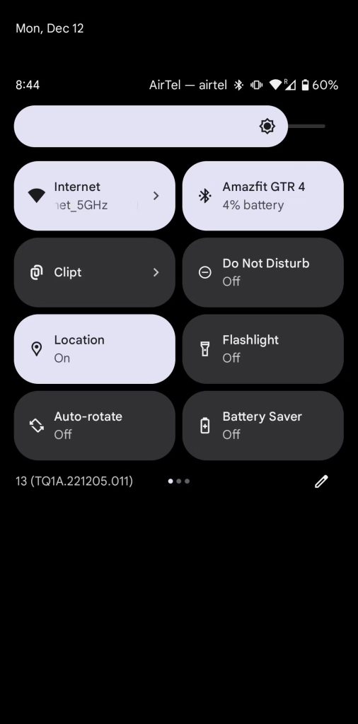 quick settings menu on the pixel 7 1