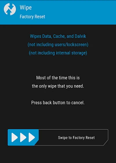 Here choose factory reset and slide to the right