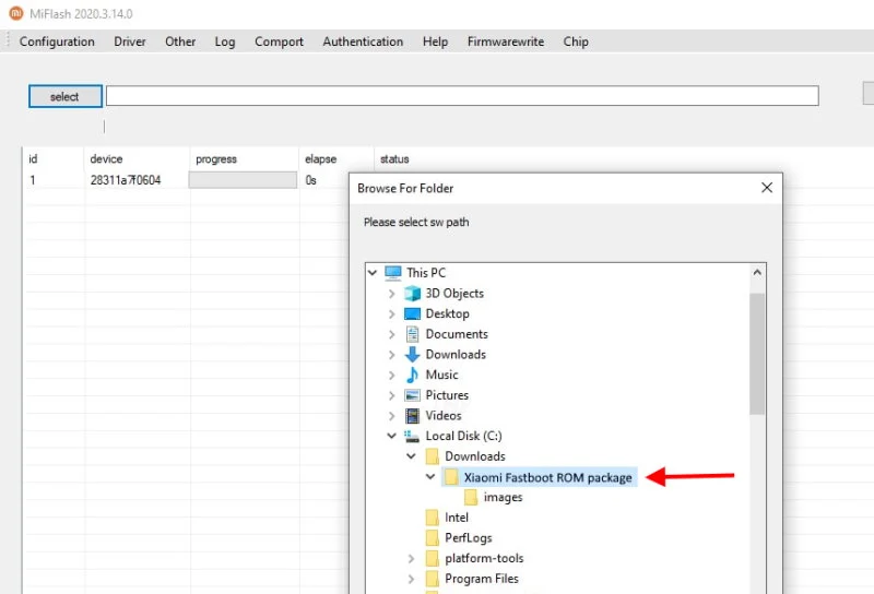 Load MIUI Fastboot ROM Mi Flash Tool