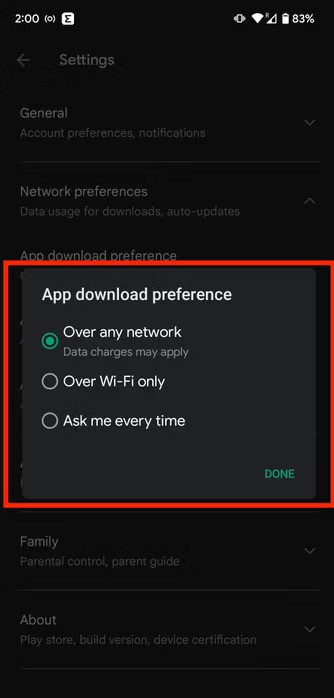 app download preference google play store