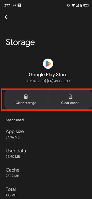 app storage screen in android 13