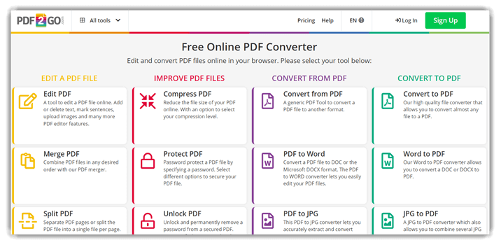 pdf2go pdf compressor