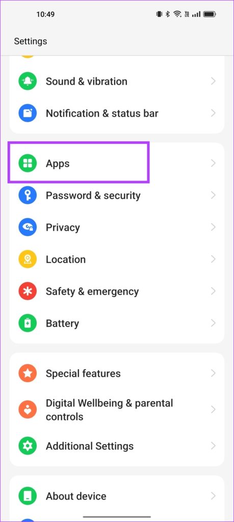 Tap on Apps