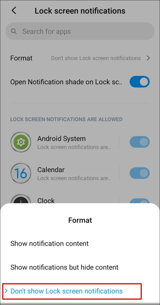 Dont show notifications
