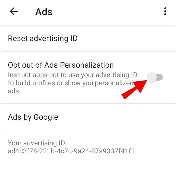 Opt out of Ads Personalization