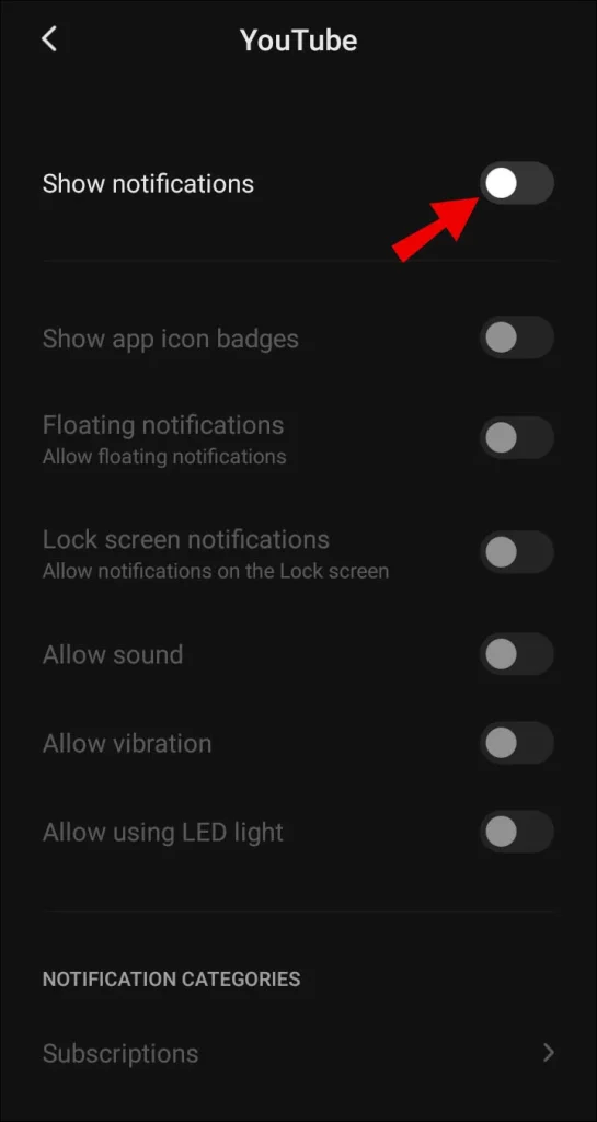 Show notifications off