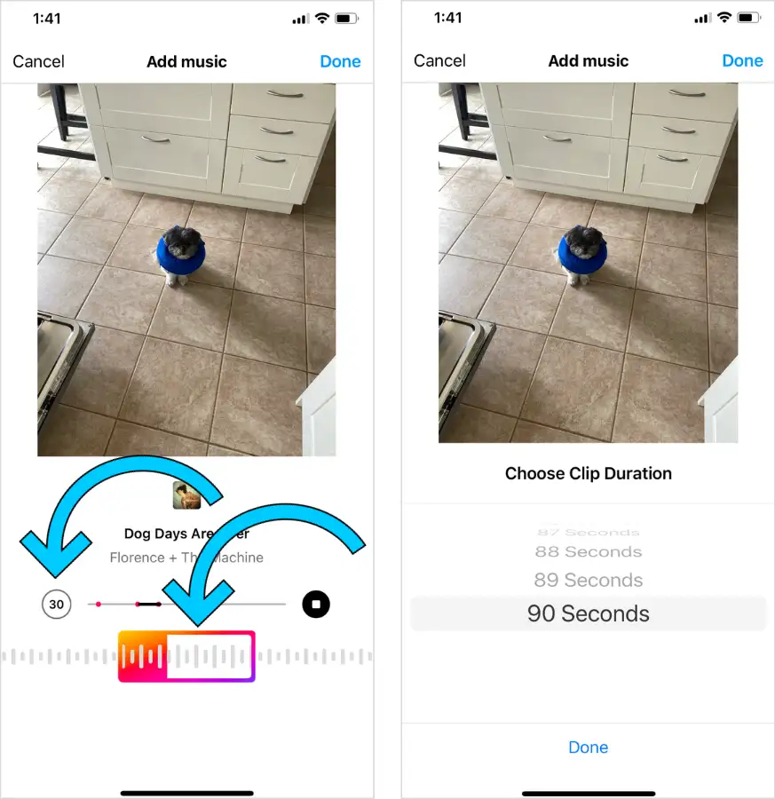elected your audio adjust the clip