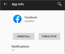 uninstall facebook app on android