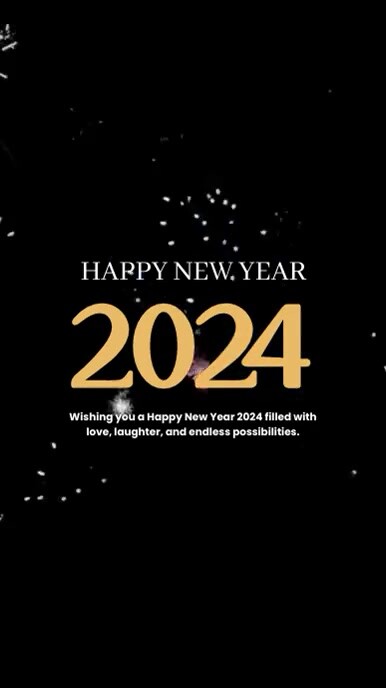 Black and Gold Modern Happy New Year Mobile