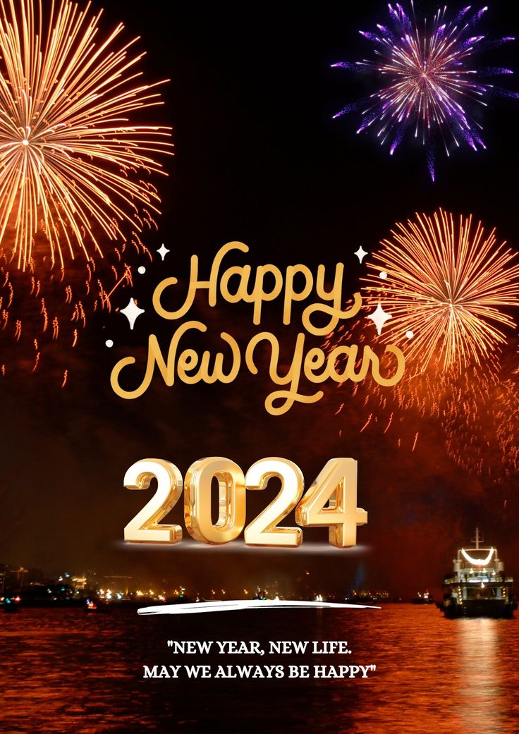 Cheers to a Bright New Year Happy 2024 Wishes wallpaper