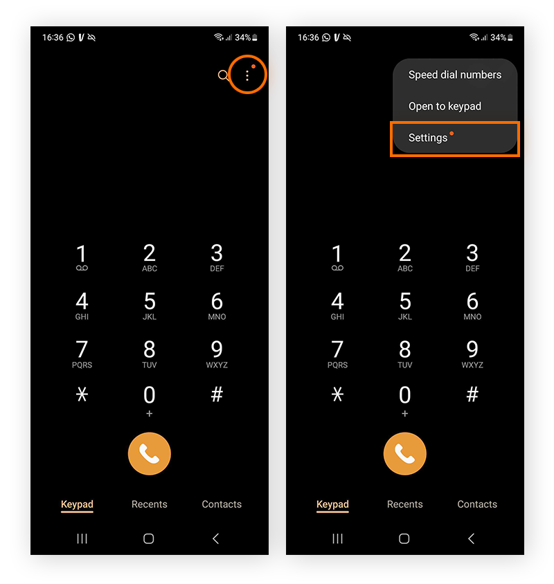 Settings Spam and Call Screen