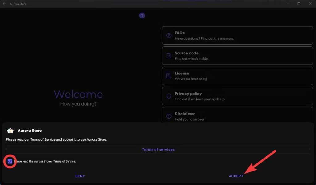 accept aurora store terms and conditions