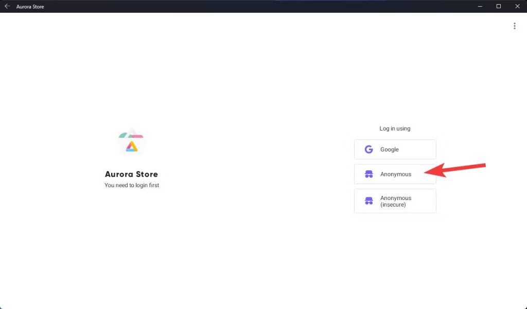 aurorastore anonymous login