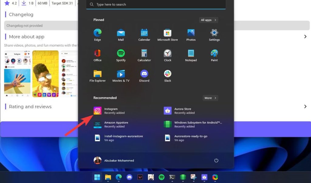 instagram on windows using wsa