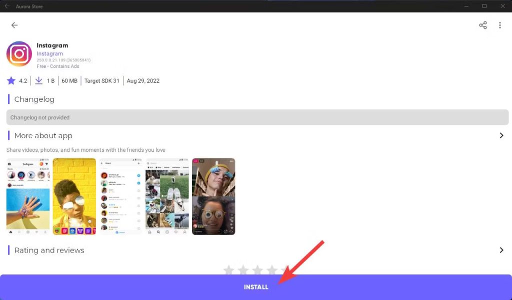 install instagram aurorastore