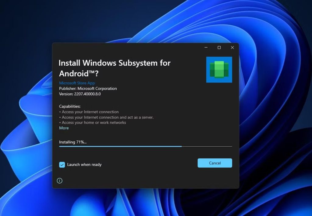 install windows subsystem for android 2 1