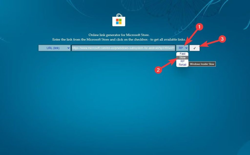 select slow click the checkmark button