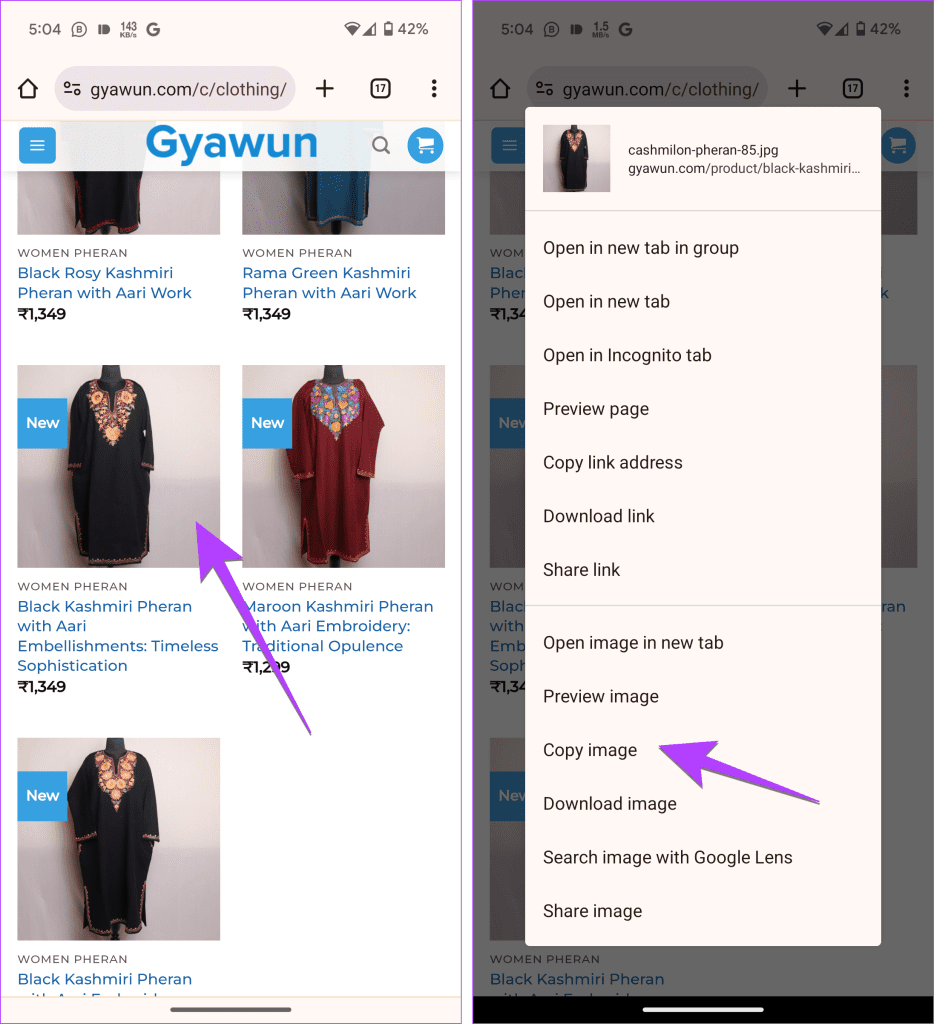 Android copy picture from website