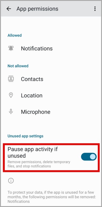 Disable Pause App Activity for Google Keep on Android