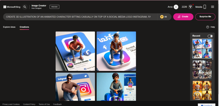 Go to Bing AI Image Creator