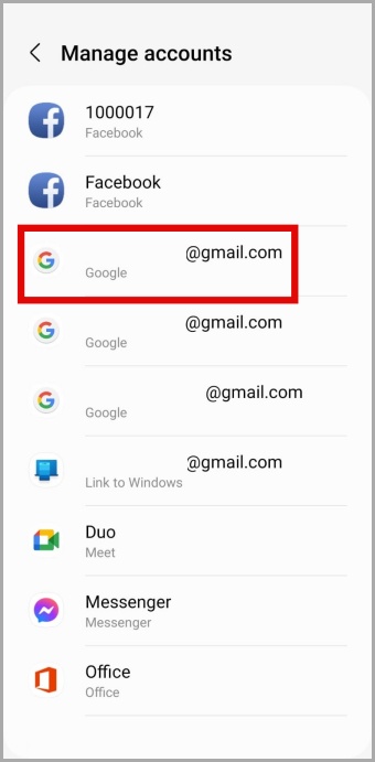 Manage Accounts on Android Phone
