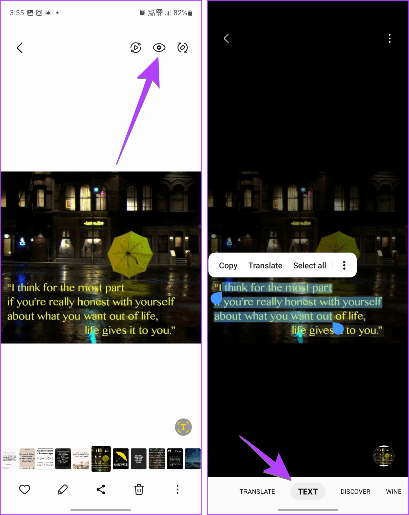 Samsung Gallery Extract Text Using Bixby