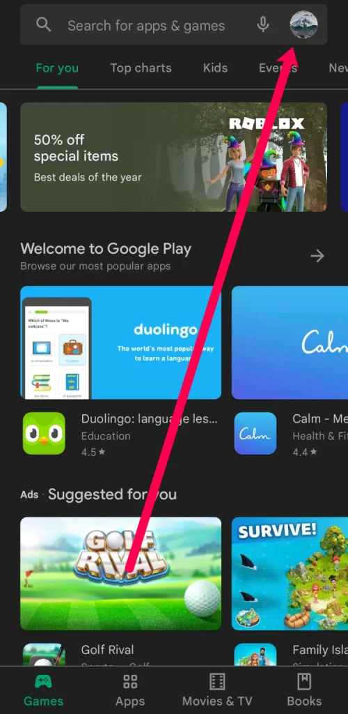 Tap on your Profile Icon in the upper right hand corner