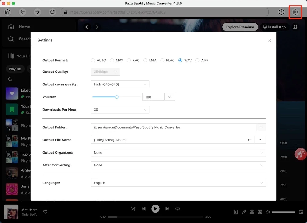 Settings WAV