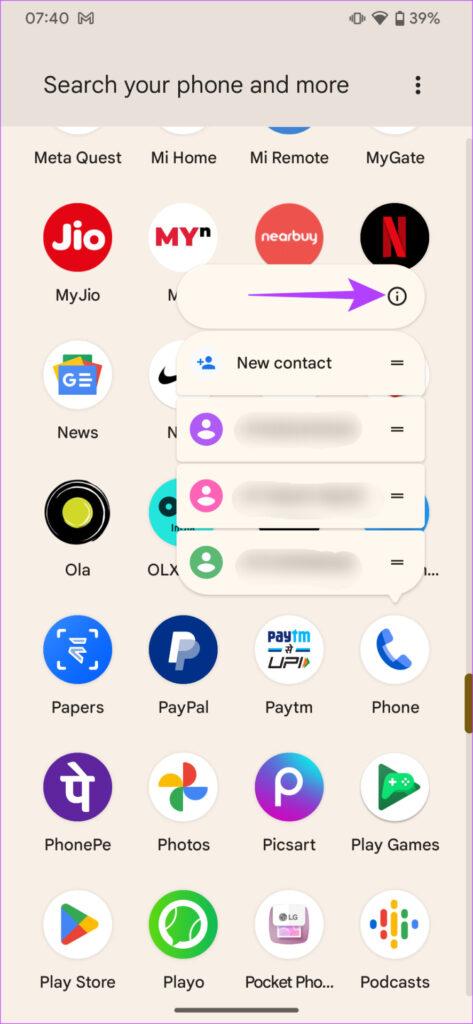App info button