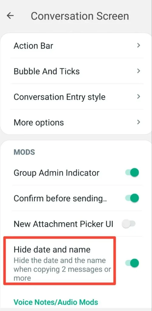Enable Hide date and time option